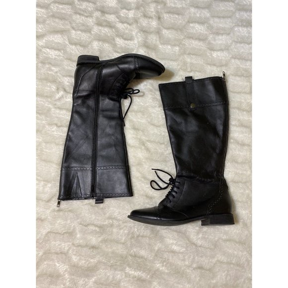 Catwalk Collection ladies mid calf boots Black Sz 7 Laces And Zippers Moto - Picture 2 of 8